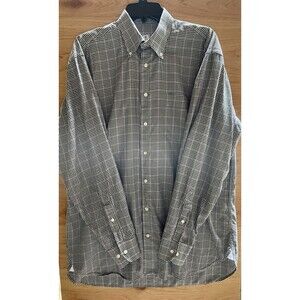 Peter Millar Shirt Men’s L Plaid Purple White Black Long Sleeve Button Down